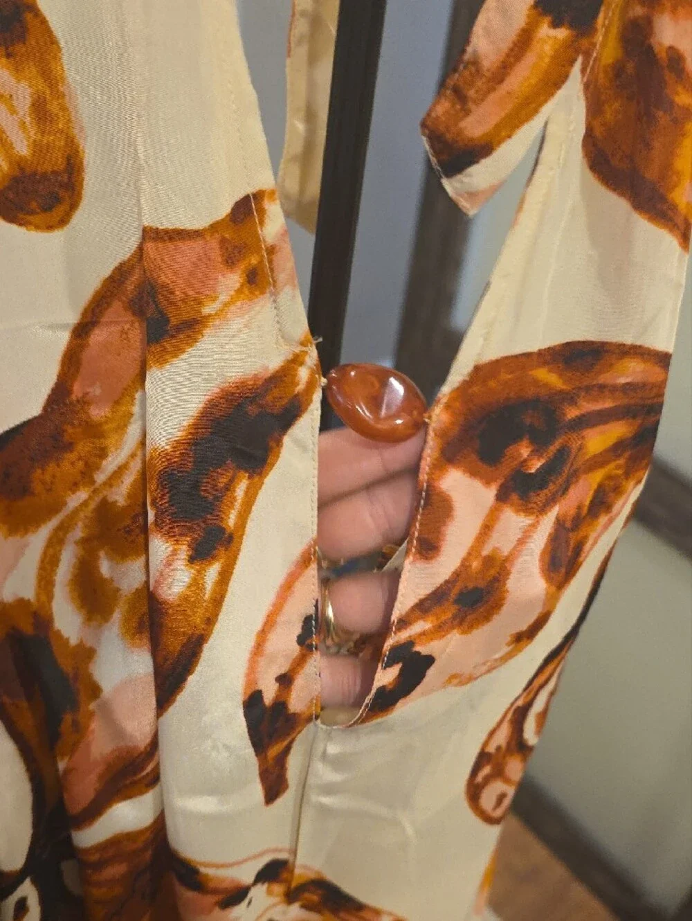 Free People Cream Halter Dress with Brown and Orange Floral Print - Picture 7 of 8